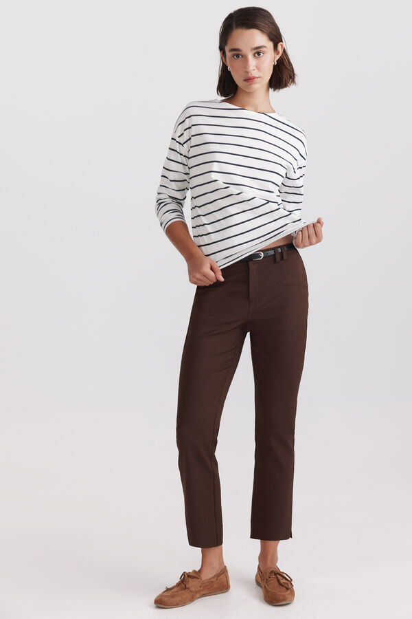 Springfield Cal&ccedil;as chino com cinto el&aacute;stico castanho