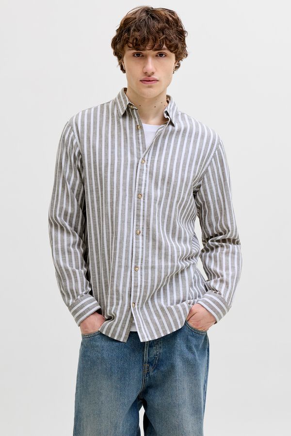 Jack & Jones Camisa regular fit em linho cinzento