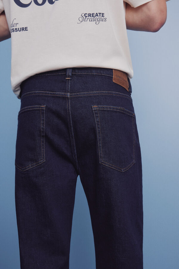 Springfield Calça jeans lavagem desbotada azul
