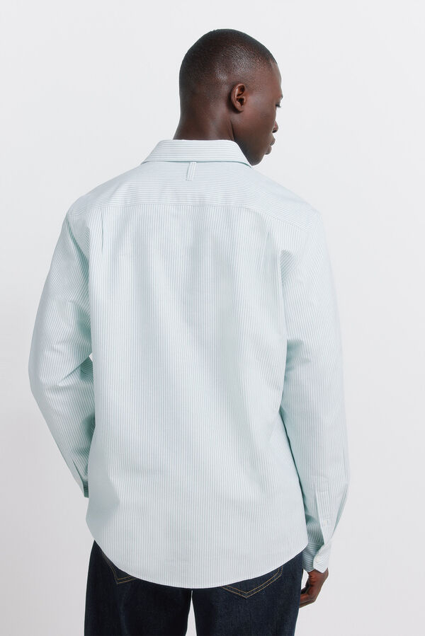 Springfield Camisa oxford &agrave;s riscas sem vincos verde