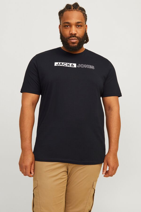 Jack & Jones PLUS T-shirt slim manga curta preto
