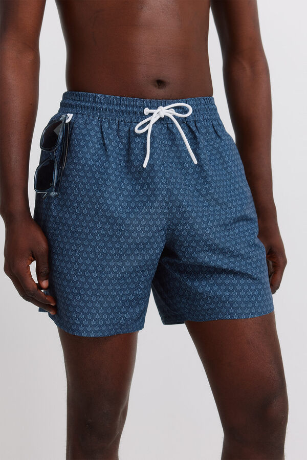 Springfield Fato de banho estampado mosaico bolso fecho-&eacute;clair azul