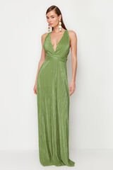 Trendyol Vestido com costas abertas cruzadas verde