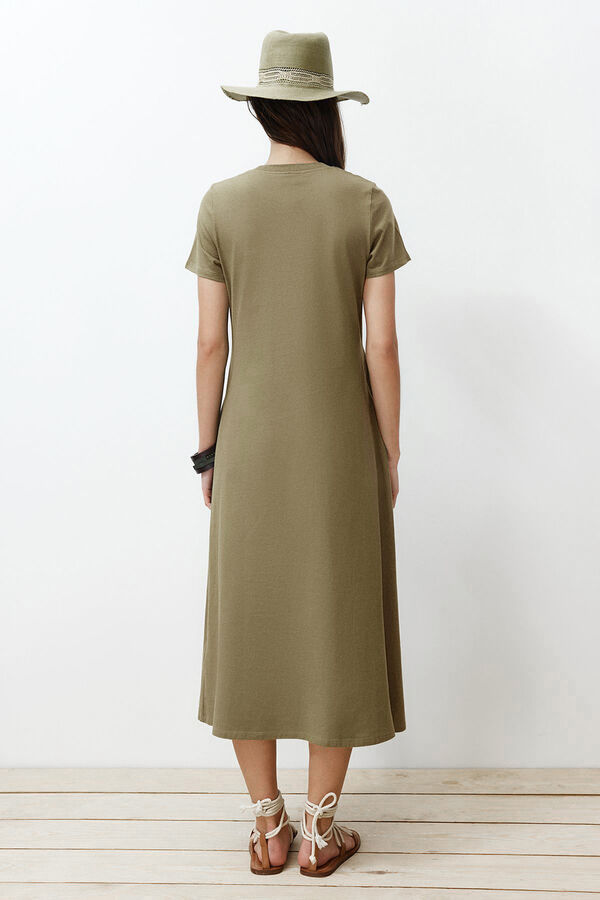 Trendyol Vestido midi de manga curta Caqui escuro