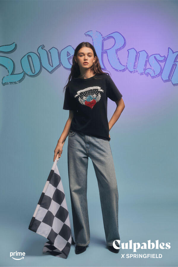 Springfield Camiseta "You´ll never catch me" negro