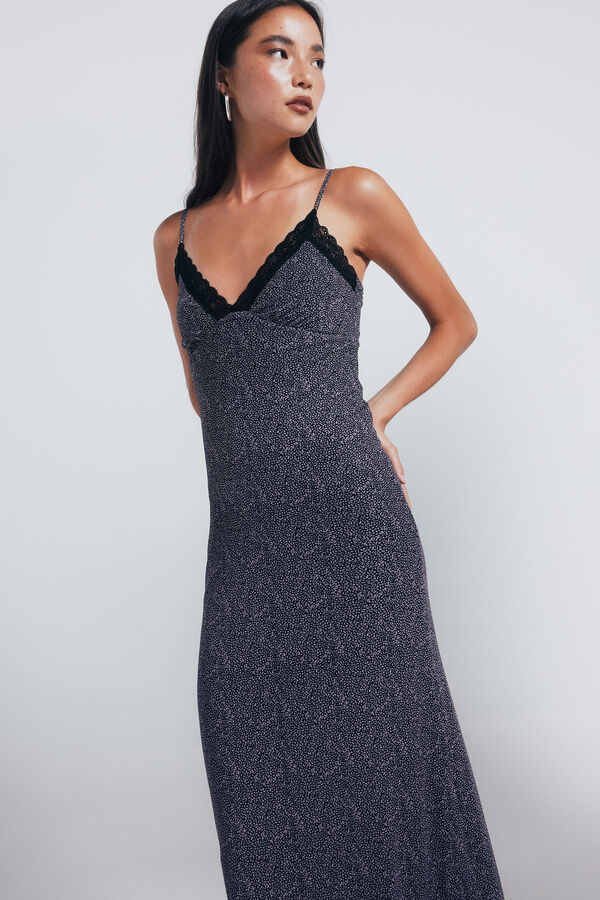 Springfield Vestido midi lingerie preto