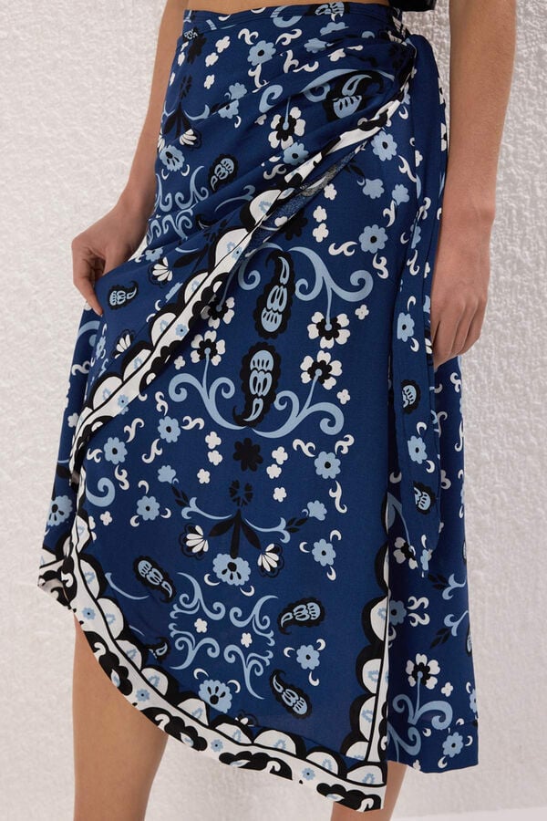 Trendyol Saia midi com la&ccedil;o azul