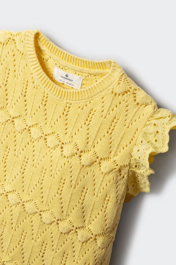 Springfield Kids Top de malha com folhos para menina estampado