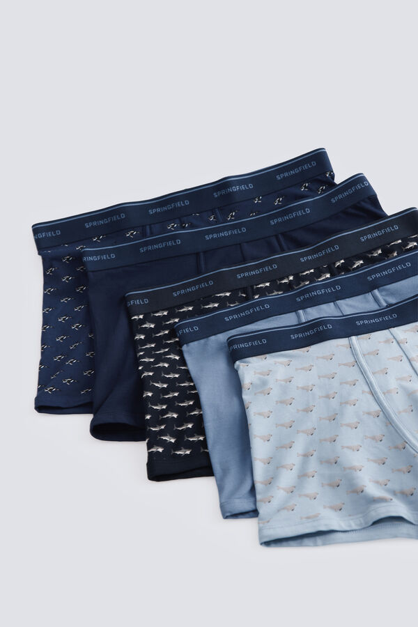 Springfield Pack 5 boxers animais marinhos azul