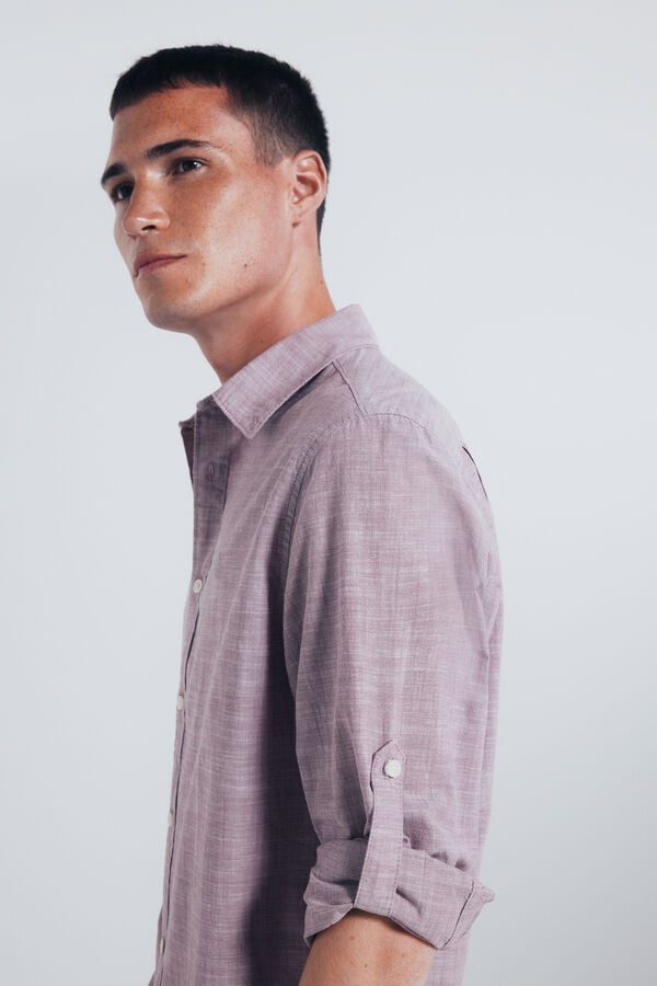Springfield Camisa algodón slub burdeos