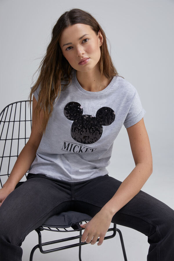 Springfield "Mickey" sequin T-shirt grey