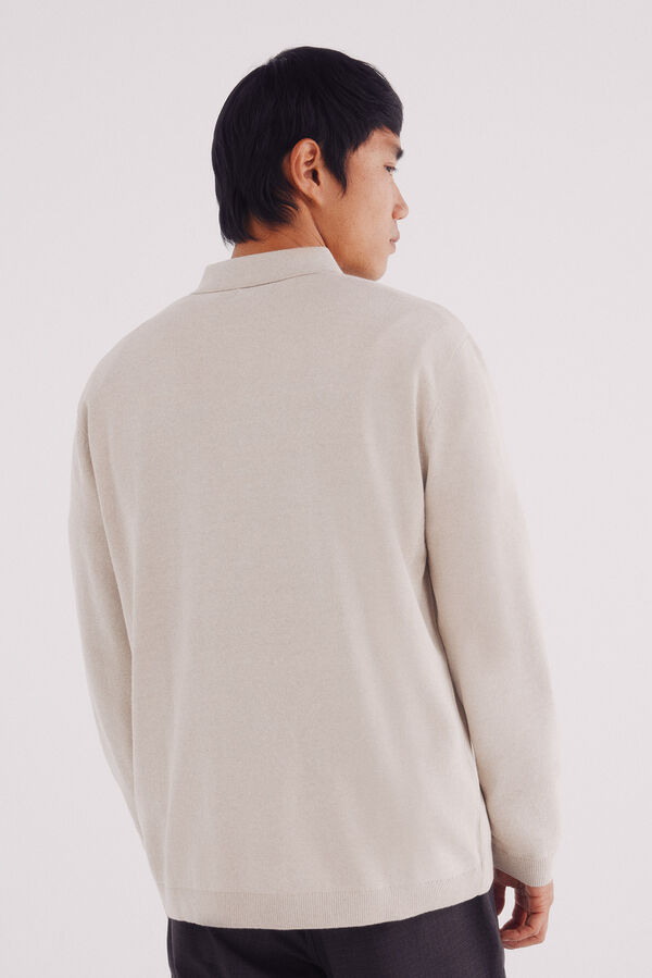 Springfield Su&eacute;ter gola polo com fecho-&eacute;clair cru