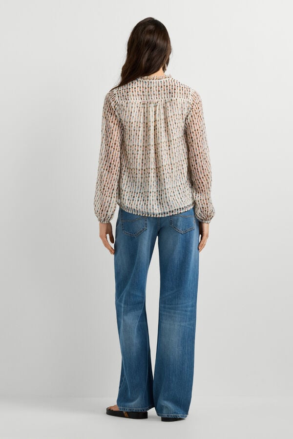 Pepe Jeans Blusa fluida com fitas e borlas estampado