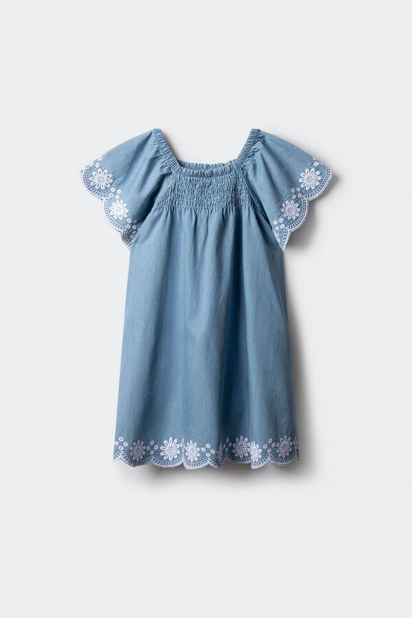 Springfield Kids Vestido curto denim para meninas azul