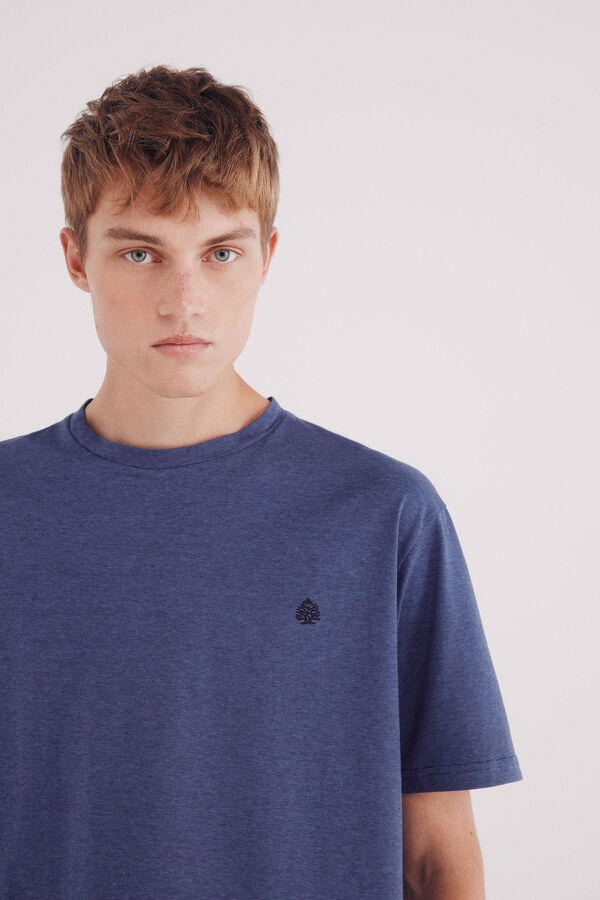 Springfield Micro stripe woven t-shirt blue