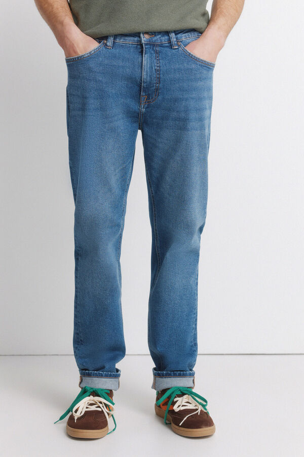 Springfield Jeans lavagem m&eacute;dia slim fit azul