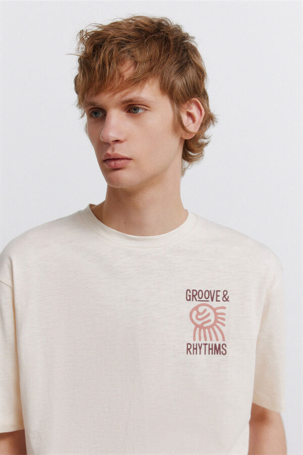 Springfield T-shirt groove slub branco