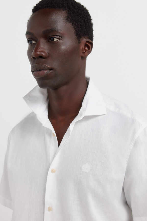 Springfield Camisa de manga curta em linho branco