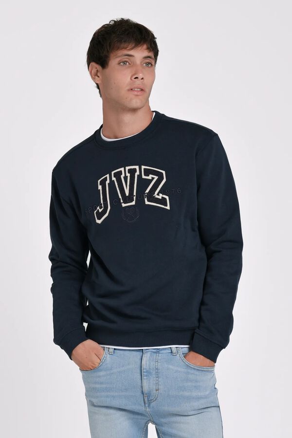 JVZ Sweatshirt de gola redonda com logo azul