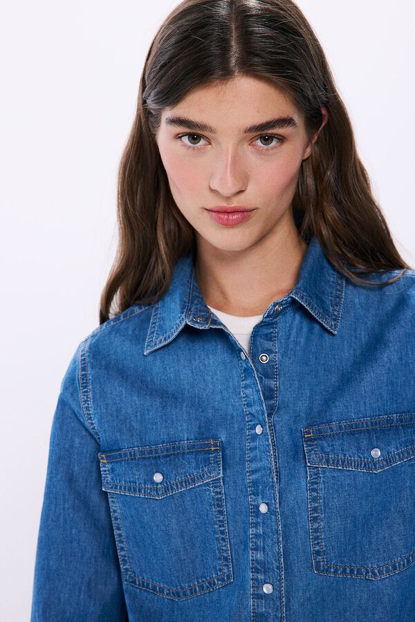 Springfield Denim shirt steel blue