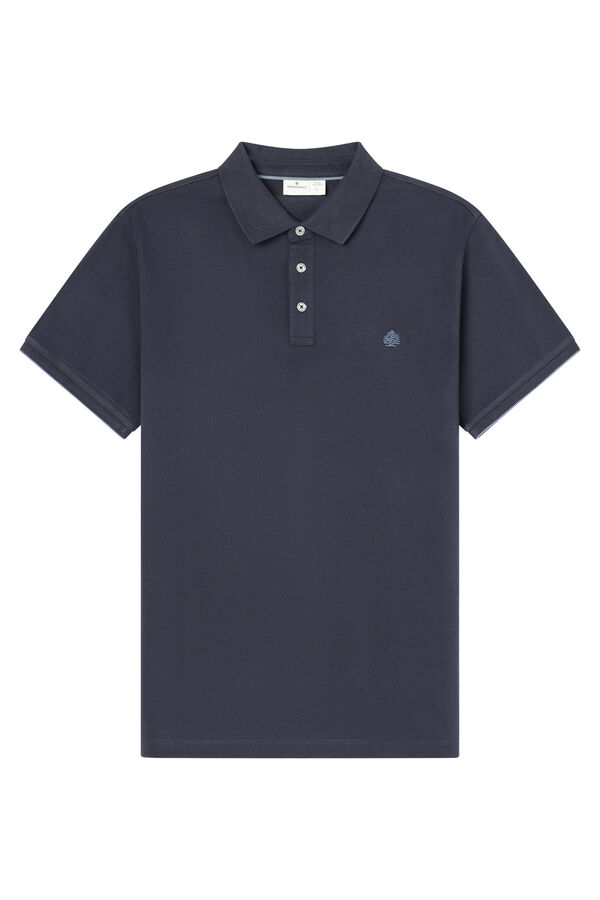 Springfield Polo piqu&eacute; punho em contraste slim fit azul