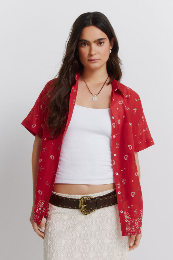 Springfield Camisa oversize estampada vermelho