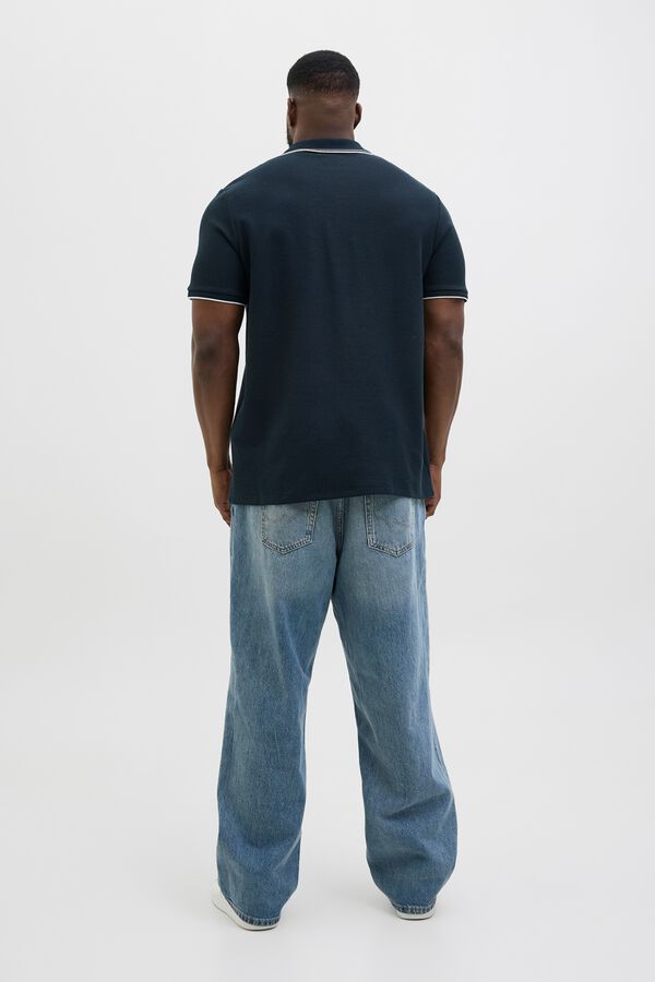 Jack & Jones PLUS Polo regular em malha piqu&eacute; azul
