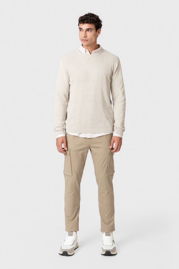Celopman Camisola b&aacute;sica gola redonda bege