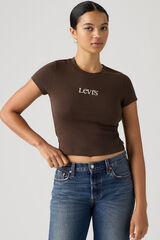 Levi's T-shirt de manga curta com logo castanho