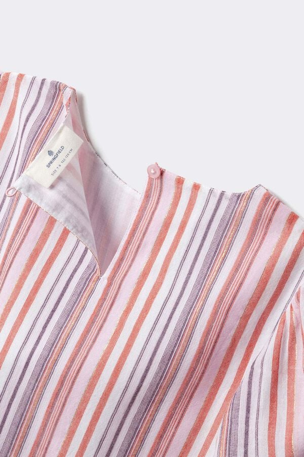 Springfield Kids Blusa manga curta &agrave;s riscas de lurex menina rosa