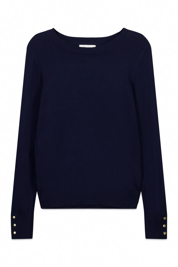 Springfield Camisola fina bot&otilde;es punhos azul