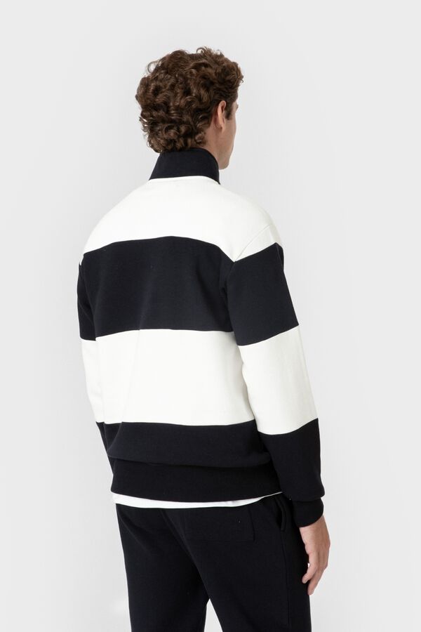 Celopman Sweatshirt com pain&eacute;is e fecho-&eacute;clair azul