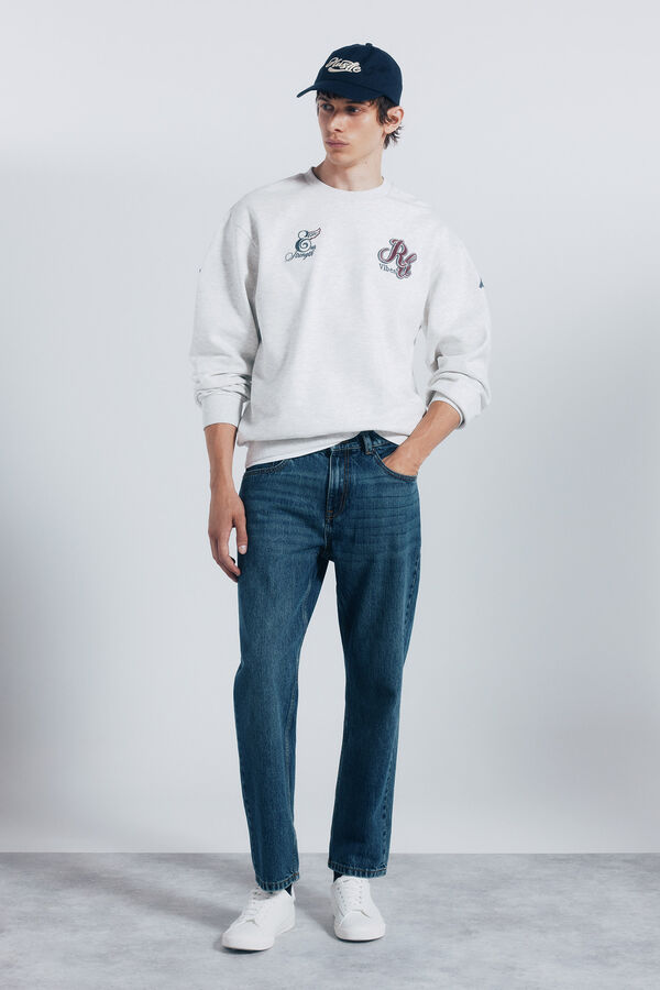 Springfield Costas do bordado Sweatshirt cinzento