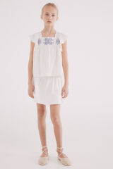 Springfield Kids Top bordado para meninas cru