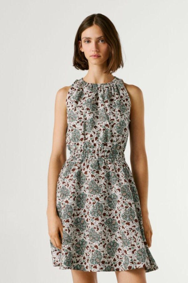 Pepe Jeans Vestido curto gola halter azul