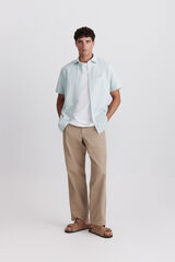Springfield Camisa de manga curta oxford riscas verde