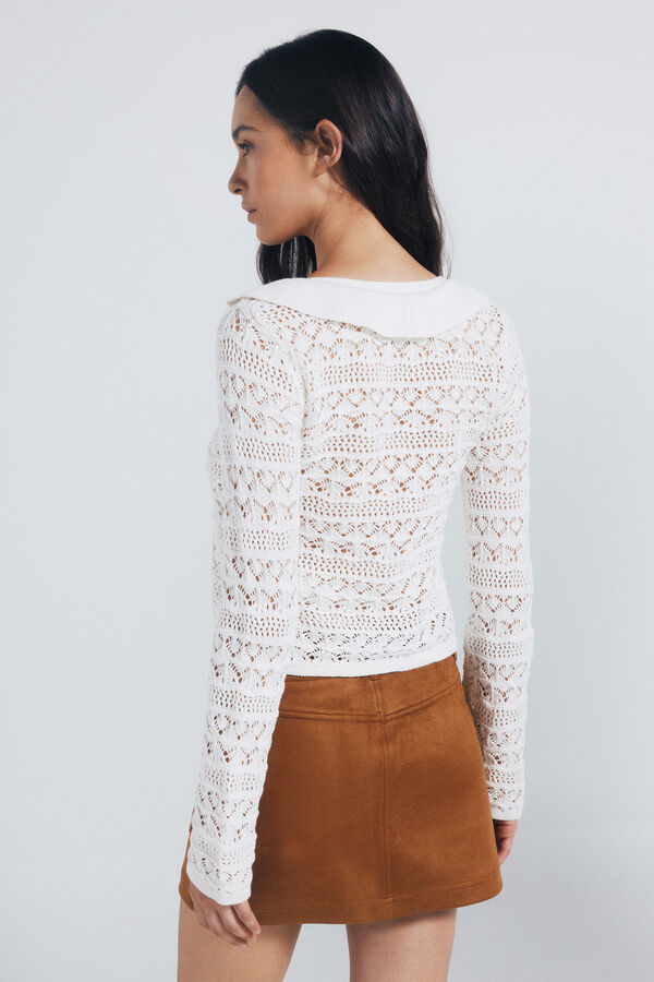Springfield Cardigan com babados branco