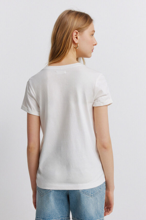 Springfield T-shirt de manga curta com desenho bege