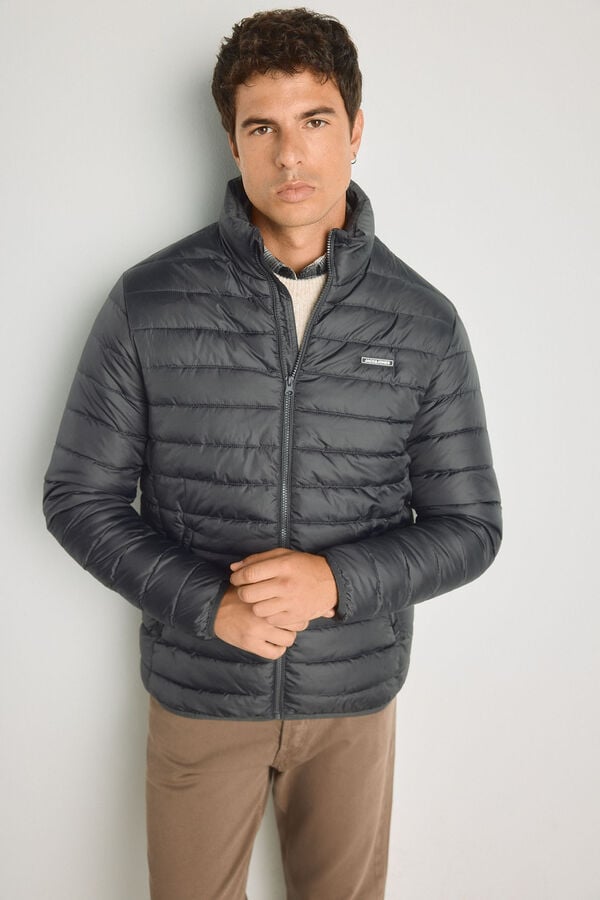 Jack & Jones Blus&atilde;o puffer gola alta cinzento