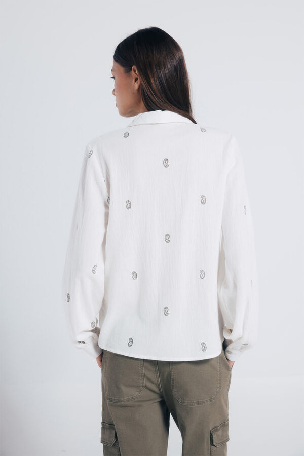 Springfield Camisa bordada em renda cru