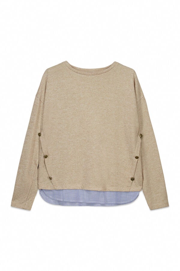 Springfield T-shirt combinada com bot&otilde;es laterais castanho