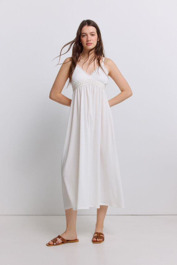 Vestido midi tirantes crochet
