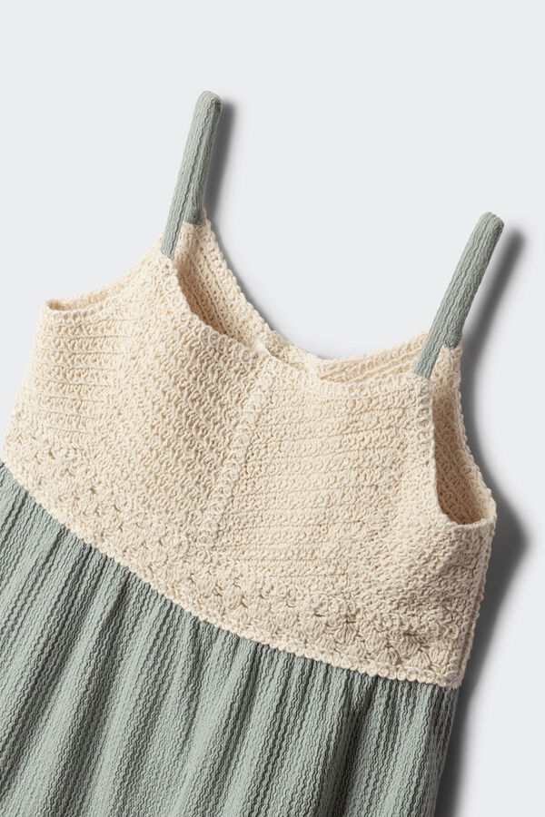Springfield Kids Vestido com detalhes em crochet para menina verde