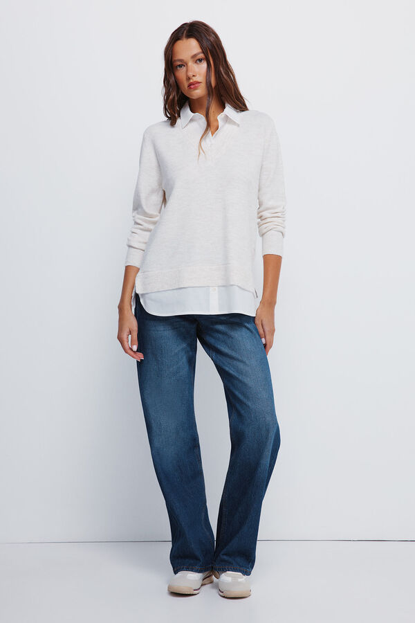 Springfield Camisola de camisa combinada branco