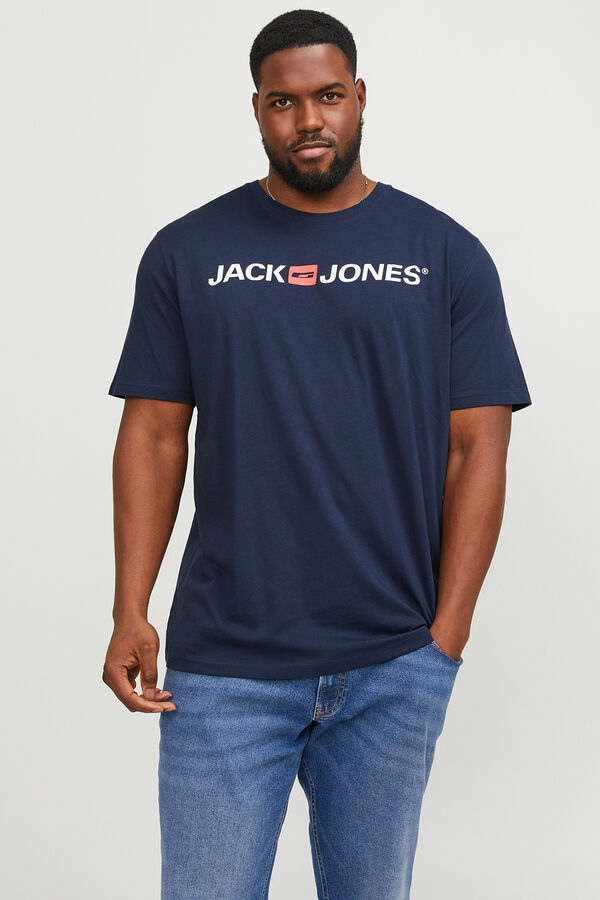 Jack & Jones PLUS T-shirt b&aacute;sica logo  azul