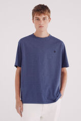 Springfield Micro stripe woven t-shirt blue