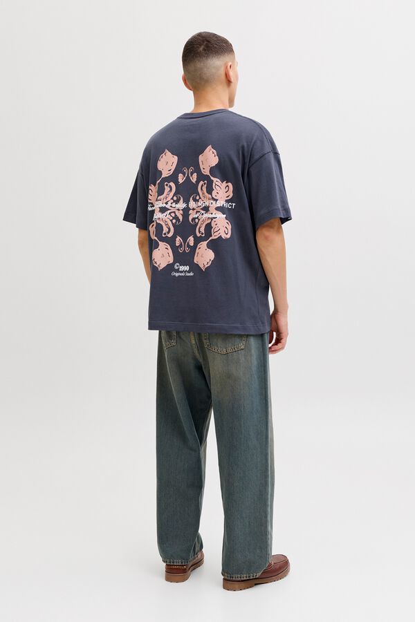 Jack & Jones T-shirt loose em algod&atilde;o cinzento