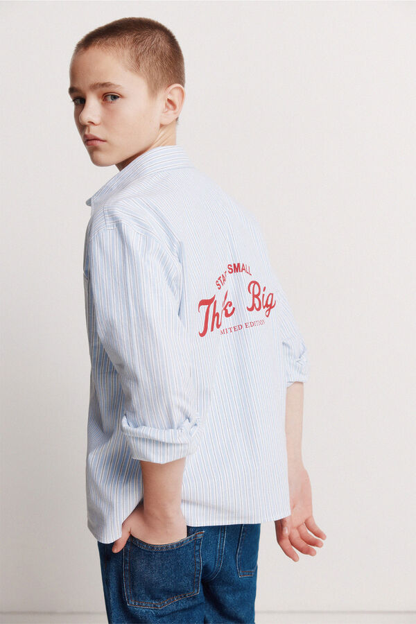 Springfield Kids Camisa em popelina de riscas para menino azul