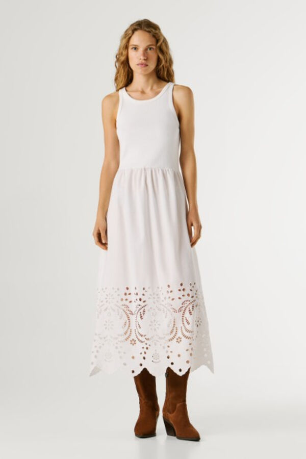 Pepe Jeans Vestido comprido sem mangas branco