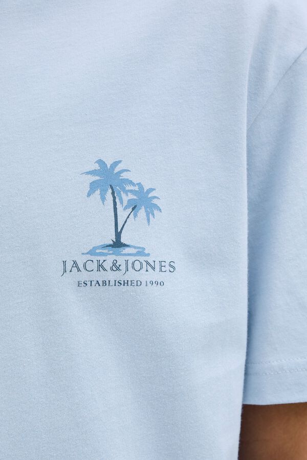 Jack & Jones T-shirt slim com estampado nas costas azul